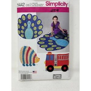 Simplicity 1442 Rug Mat Sewing Pattern Kids Hedgehog Fire Truck Peacock READ